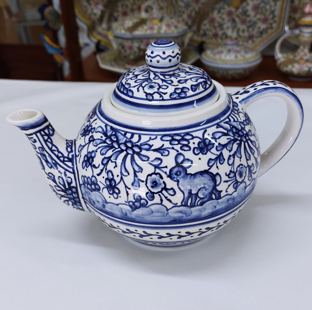 Ceramic Teapot/ Portuguese Ceramic Teapot/ Hand Painted Ceramic Teapot/ Gift for Her/ Teapot for