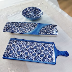 Plateau d’apéritif de carreaux de céramique portugais, cadeaux de Noël, carreaux de céramique portugais. Plateau de collation peint à la main, planche à collation de cuisine en céramique,