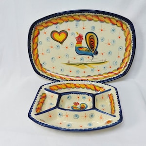 Conjunto de cerâmica portuguesa x2, conjunto de cerâmica de cozinha, cerâmica portuguesa pintada à mão, presente para chefs, talheres de cerâmica
