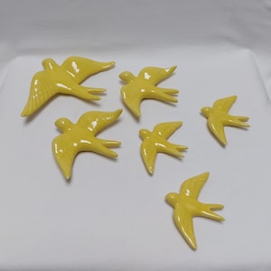 Set hirondelle en céramique x6, oiseaux en céramique pour mur, hirondelle portugaise en céramique, décoration murale oiseaux en céramique, hirondelles en céramique peintes à la main,