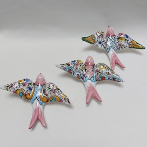 3 Ceramic swallow, Original Gifts, Portuguese ceramic swallow, Portuguese ceramics, Ceramic Wall Decor, Hand painted ceramic swallows,