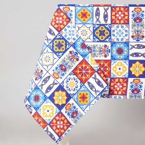 Tradictional Portuguese Tablecloth, Tipical Portuguese Tablecloth, Portuguese tiles tablecloth,
