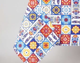 Tradictional Portuguese Tablecloth, Tipical Portuguese Tablecloth, Portuguese tiles tablecloth,