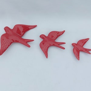 3 Set Ceramic swallow, Ceramic birds, Portuguese ceramic swallow, Ceramic Birds Wall Decor, Hand painted ceramic swallows,