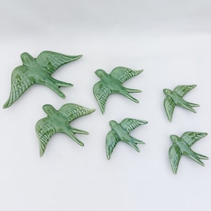 6 Set Keramik Schwalbe, Keramik Vögel, portugiesische Keramik Schwalbe, Keramik Vögel Wanddekor, Handbemalte Keramik Schwalben,