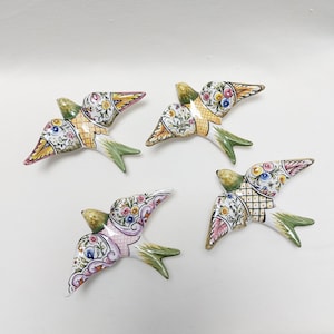 4 Ceramic swallow, Original Gifts, Portuguese ceramic swallow, Portuguese ceramics, Ceramic Wall Decor, Hand painted ceramic swallows,
