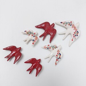6 Set Ceramic swallow&quot;Namorados&quot;, Christmas gifts, Portuguese ceramic swallow, Ceramic Birds Wall Decor, Hand painted ceramic swallows,