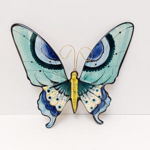XL Ceramic Butterfly / Decorative Butterfly / Hand painted ceramic butterfly/ Butterfly wall decoration