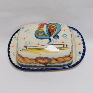 Butter Dish / Covered butter dish/ Pottery butter dish/ Ceramic Cheese Dish / Spread Dish / Portuguese Hand Painted  Ceramics