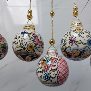 1x Weihnachtskugeln Ornamente handbemalt / handbemalte Keramik Weihnachtskugeln / portugiesische Keramik handbemalt / Weihnachtsgeschenke