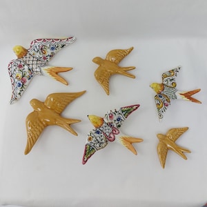 6-er Set Keramikschwalbe, Weihnachtsgeschenk, Keramikvögel, portugiesische Keramikschwalbe, Keramikvogel-Wanddekor, handbemalte Keramikschwalben,