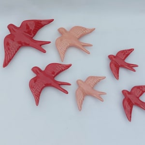 6 Set Keramik Schwalbe, Keramik Vögel, portugiesische Keramik Schwalbe, Keramik Vögel Wanddekor, Handbemalte Keramik Schwalben,