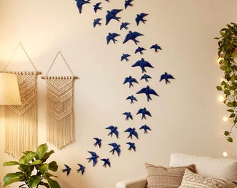 Hand-Painted Ceramic Swallows Wall Art – Set of 30 Portugal Souvenir