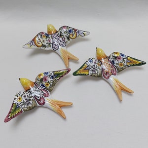 3 Ceramic swallow, Original Gifts, Portuguese ceramic swallow, Portuguese ceramics, Ceramic Wall Decor, Hand painted ceramic swallows,