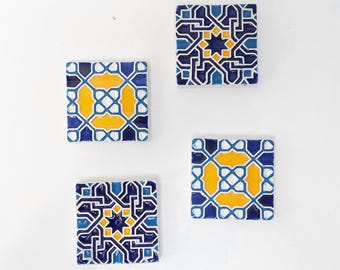Hand-Painted Portuguese Tile Murals, Authentic Azulejo (Set of 4)