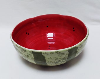 Hand Painted Ceramic Salad Bowl, Portuguese Watermelon Design