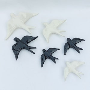 6 Set Keramik Schwalbe, Keramik Vögel, portugiesische Keramik Schwalbe, Keramik Vögel Wanddekor, Handbemalte Keramik Schwalben,