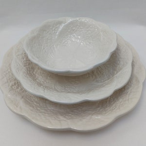 Set x6 Ceramic Plates, Ceramic Cabbage leaf design, Ceramic, Ceramic Plates, Handmade Porttery, Ceramic plate set for 6, Wedding Gift