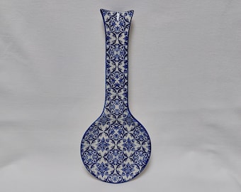 Handmade Ceramic Spoon Rest: Portuguese Tile Design