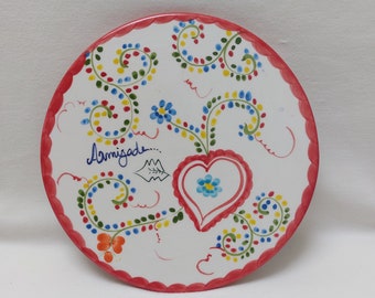 Hand Painted Portuguese Ceramic Trivet, Kitchen Decor (23cm)