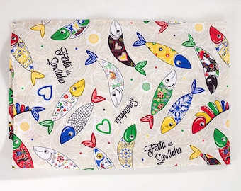 Set 3 Portuguese kitchen towels, portugal sardines kitchen towels, cotton kitchen towels, portuguese tea towel, Portuguese Kitchen Cloth
