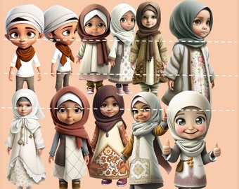 Imágenes prediseñadas de niños musulmanes, ilustración de la diversidad islámica