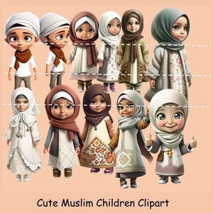 Moslim kinderen clipart, islamitische clipart, mooie clipart