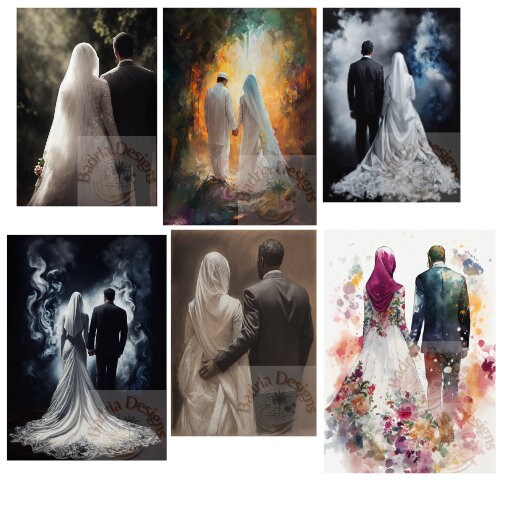 8 Beautiful AI Generated Images of a Muslim Bride and Groom, Back