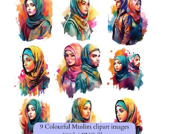 9 imágenes coloridas de musulmanes generadas por IA para diversas aplicaciones