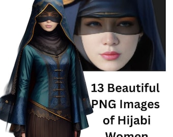 13 impresionantes imágenes PNG generadas por IA de mujeres Hijabi/Niqabi