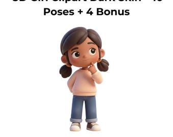 Imágenes prediseñadas de chicas en 3D de piel oscura: 10 poses + 4 adicionales