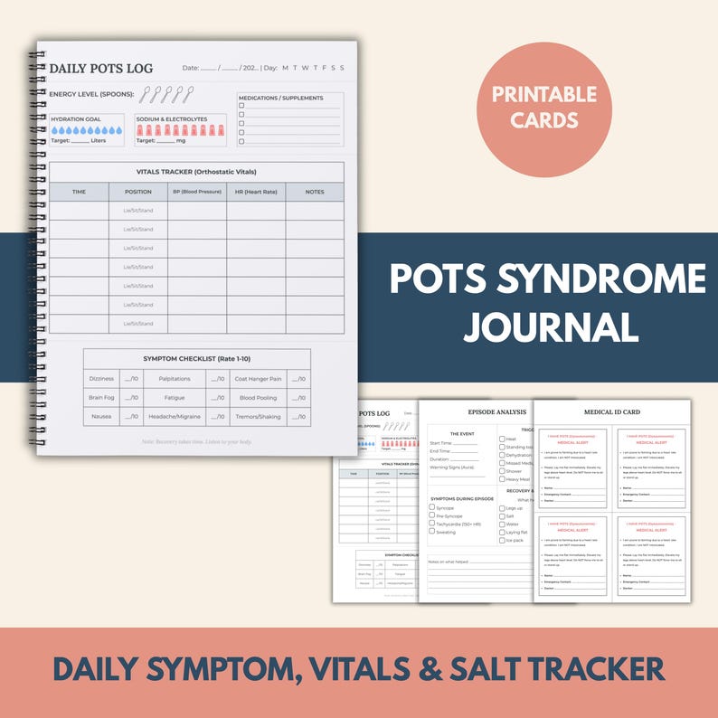 Pots Testing Sheet.pdf POTS Syndrome Journal Symptom Tracker | Dysautonomia Medical Binder ...