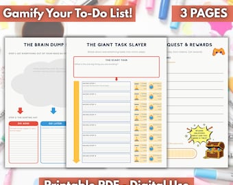 ADHD Task Paralysis Breaker | Gamified To Do List, Executive Dysfunction Worksheet, ADHD Planner for Adults, Dopamine Menu Tool, Brain Dump