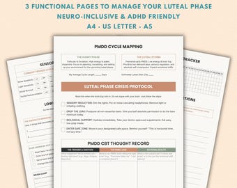 PMDD Survival Toolkit & CBT Workbook, Neurodivergent Planner, ADHD Symptom Tracker, AuDHD Planner, Autism Journal Worksheets, Teens PMDd