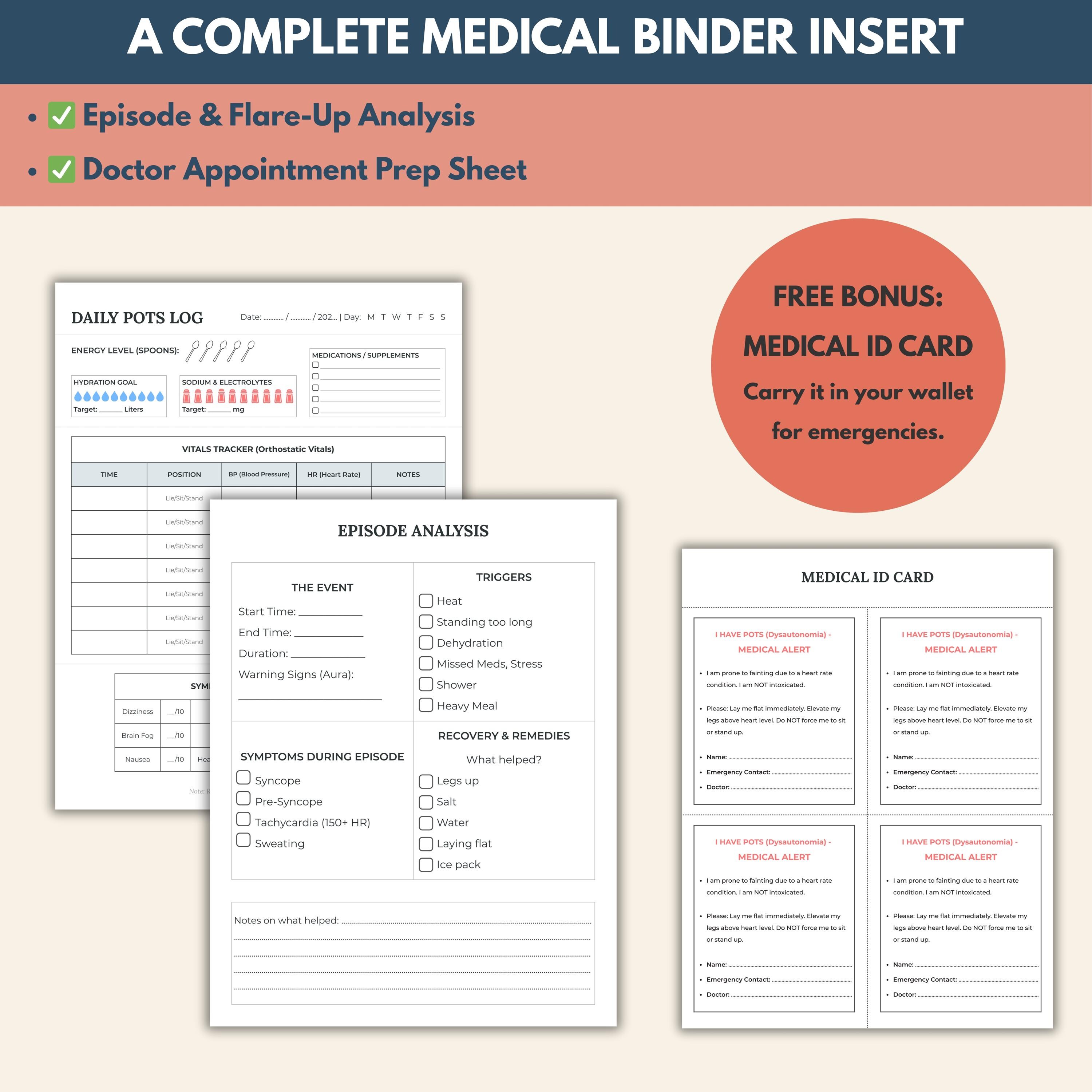 Pots Testing Sheet.pdf POTS Syndrome Journal Symptom Tracker | Dysautonomia Medical Binder ...