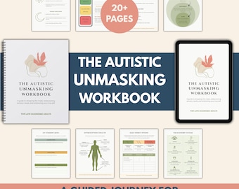 Autistic Unmasking Workbook | Adult Autism Guide, Neurodivergent Burnout, Sensory Processing, Meltdown Plan, ADHD Diagnosis, Spoon Theory