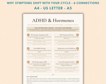 ADHD & Hormones Cheat Sheet | Evidence-Based Printable, Cycle, PMDD Perimenopause, Neurodivergent Women PDF