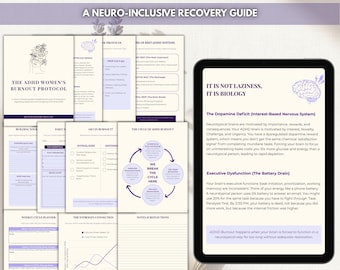 ADHD Women Burnout Protocol | Neurodivergent Recovery Guide, Dopamine Menu, Cycle Syncing Planner, Executive Dysfunction, Digital Journal