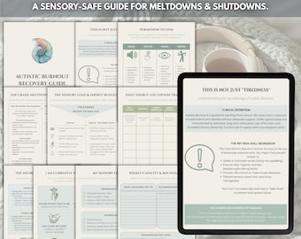 Autistic Burnout Recovery Guide | Meltdown & Shutdown Protocol, Sensory Processing Disorder, Adult Autism Workbook, Non-Speaking Cards