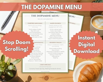 ADHD Dopamine Menu Printable | Dopamenu for Neurodivergent Brains, Executive Function Worksheet, Self Care Planner, Digital Download
