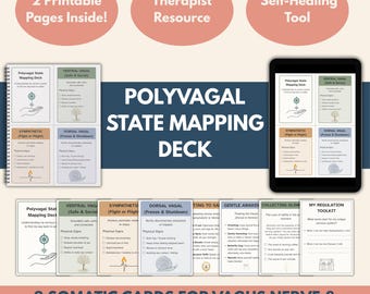 Polyvagal Theory Cards, Somatic Nervous System Regulation Deck, Vagus Nerve Exercises, Therapist Therapy Tools, Trauma Recovery Printables