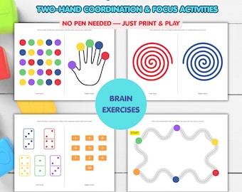 Two Hand Coordination Activities for Kids | No-Pen Printable Busy Book, Bilateral Coordination and Focus, ADHD & OT Support PDF