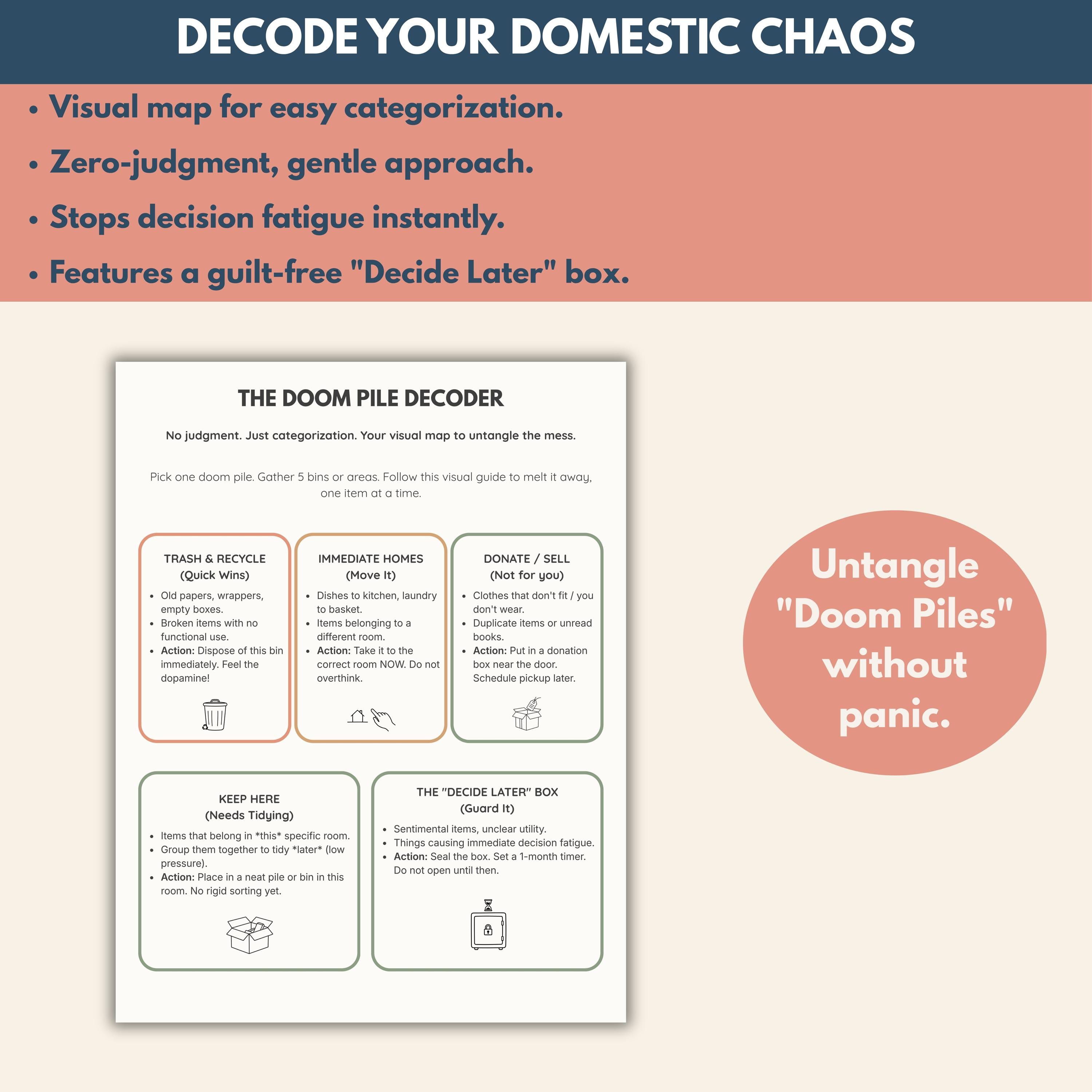 ADHD Cleaning Checklist, Doom Pile Organizer, Executive Dysfunction ...