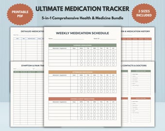 Ultimate Medication Tracker Bundle, Printable Medication Log, Weekly Medicine Schedule, Family Health Planner, Fillable Medication Sheet PDF