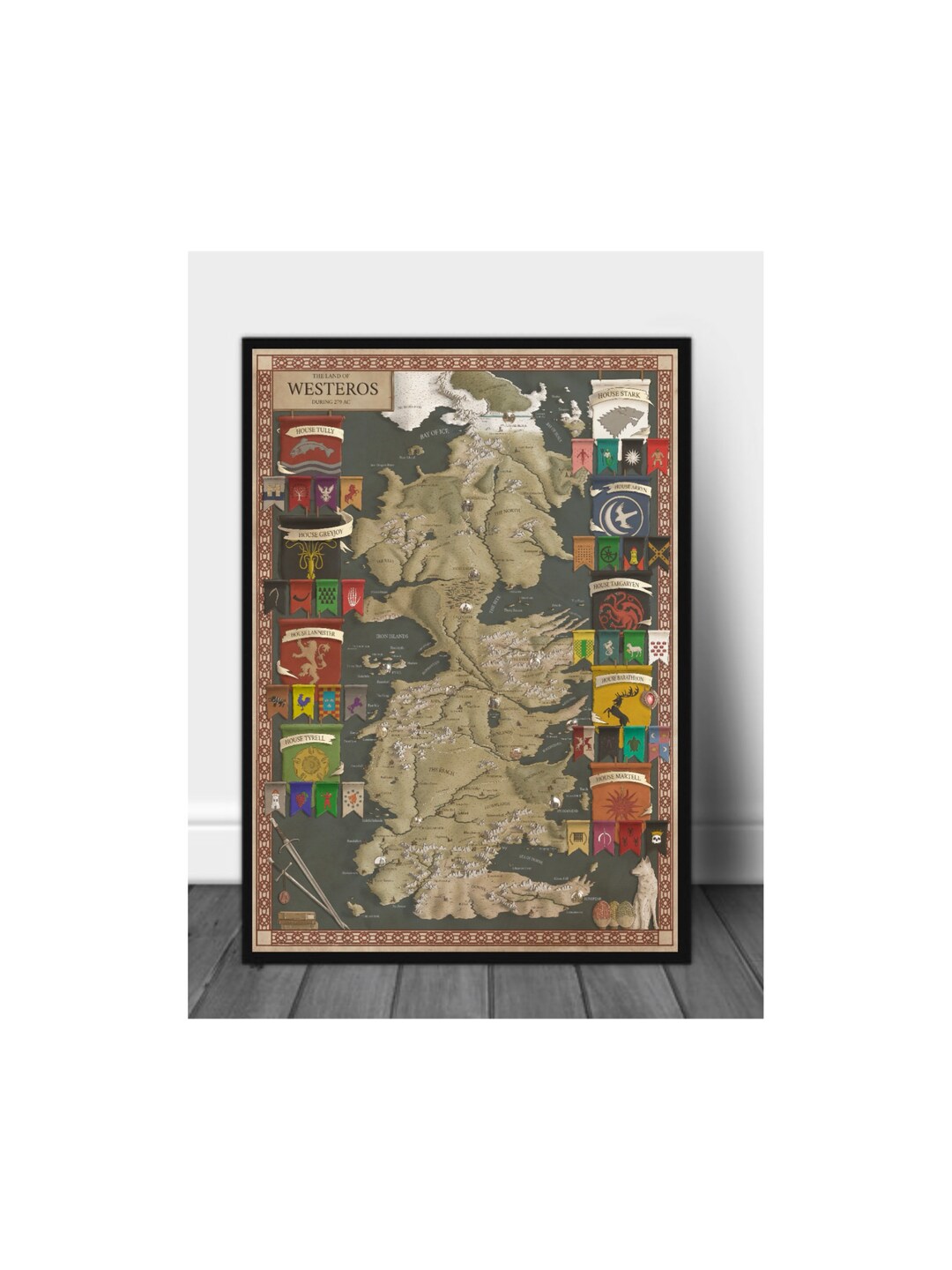 Game of Thrones Map Poster, Westeros Map Poster From A Song of Ice and ...
