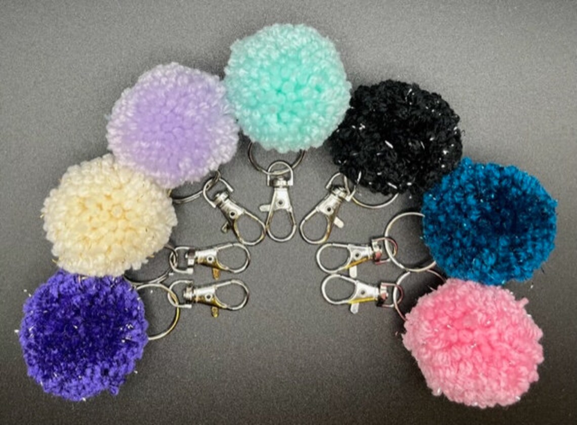Sparkle Pom Pom Keychain. Sparkle Keychain. Pom Pom Keychain. Etsy