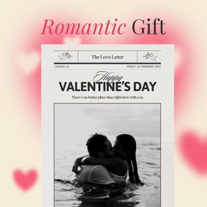 Modello regalo romantico Canva, giornale di San Valentino modificabile, regalo di San Valentino, sii il mio Valentino, biglietto di San Valentino, regalo premuroso