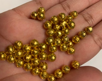 6mm Gold Metal round spacer beads, Gold Spacer beads, Round Cage Spacer Beads