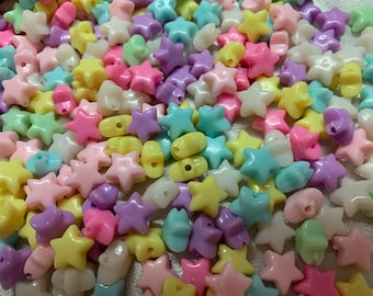 Star Beads, Mixed Colour Acrylic Star Beads, Star shape beads, Opaque star beads