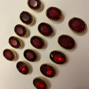 Red Ruby Crystal Button, Sew on Crystal Button, Gold Red Crystal Button ...